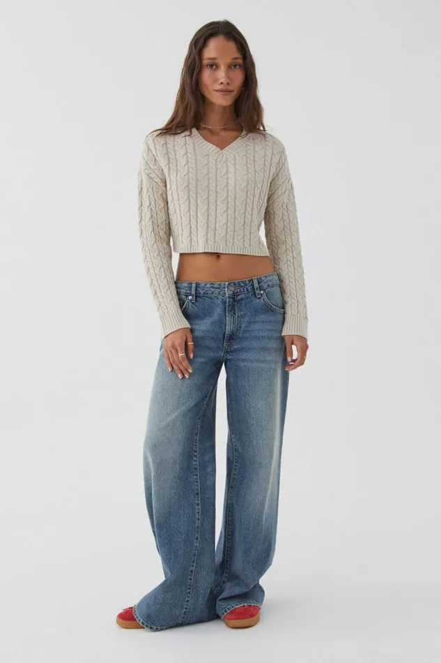 Clothing Supr Knitwear Leila Cable Knit Jumper Beige Buff