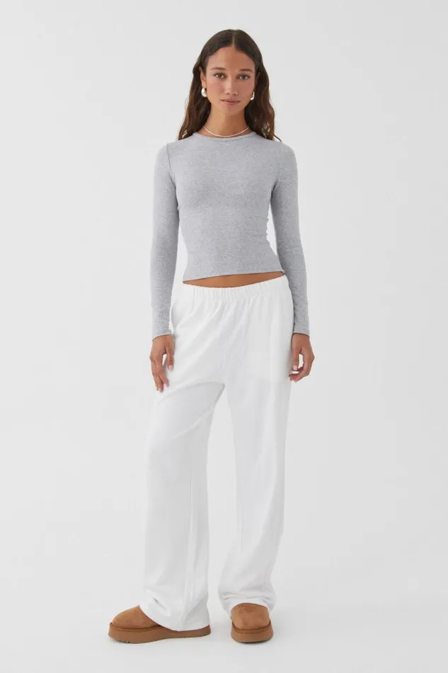 Clothing Supr Long Sleeve Tops Backless Long Sleeve Top Grey Marle