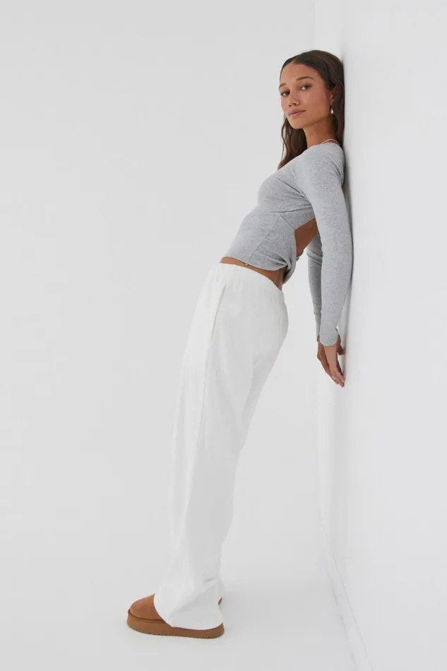 Clothing Supr Long Sleeve Tops Backless Long Sleeve Top Grey Marle