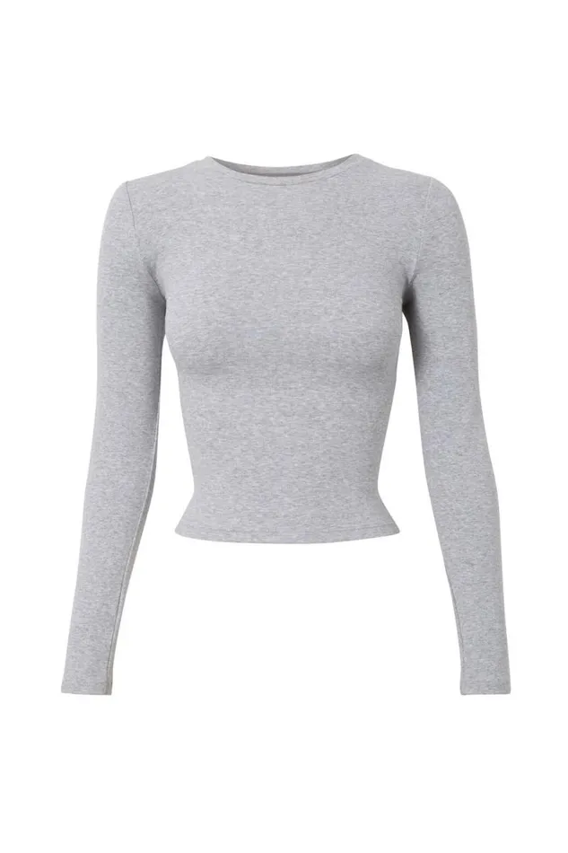 Clothing Supr Long Sleeve Tops Backless Long Sleeve Top Grey Marle