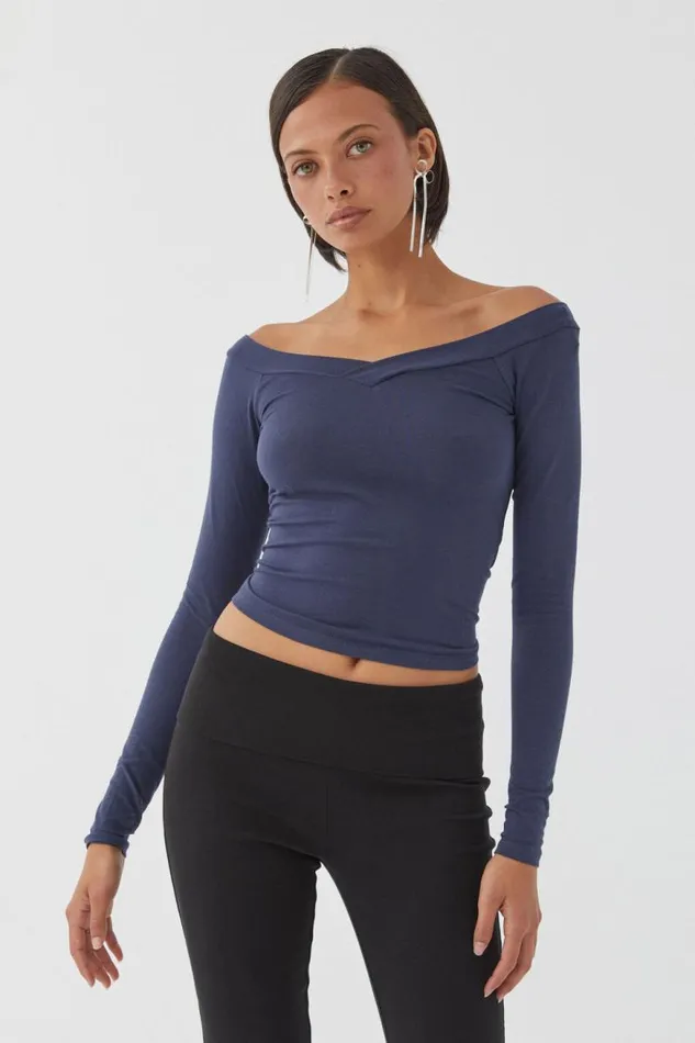 Clothing Supr Long Sleeve Tops Rebecca Long Sleeve Top Berlin Blue