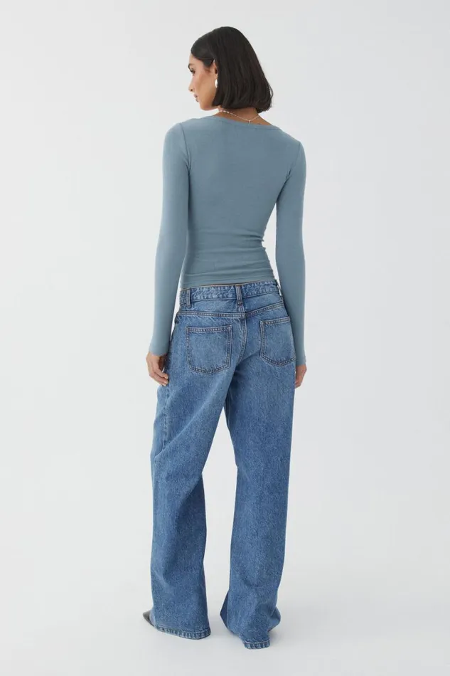 Clothing Supr Long Sleeve Tops Riri Scoop Neck Long Sleeve Stockholm Blue