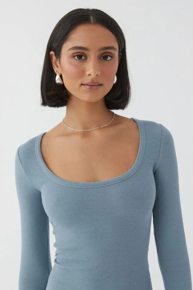 Clothing Supr Long Sleeve Tops Riri Scoop Neck Long Sleeve Stockholm Blue