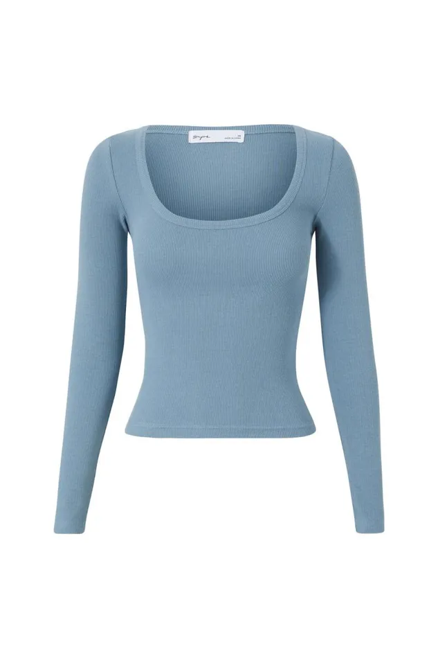 Clothing Supr Long Sleeve Tops Riri Scoop Neck Long Sleeve Stockholm Blue