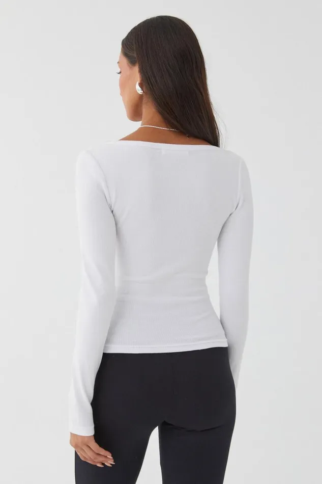 Clothing Supr Long Sleeve Tops Riri Scoop Neck Long Sleeve Top White