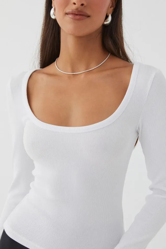 Clothing Supr Long Sleeve Tops Riri Scoop Neck Long Sleeve Top White