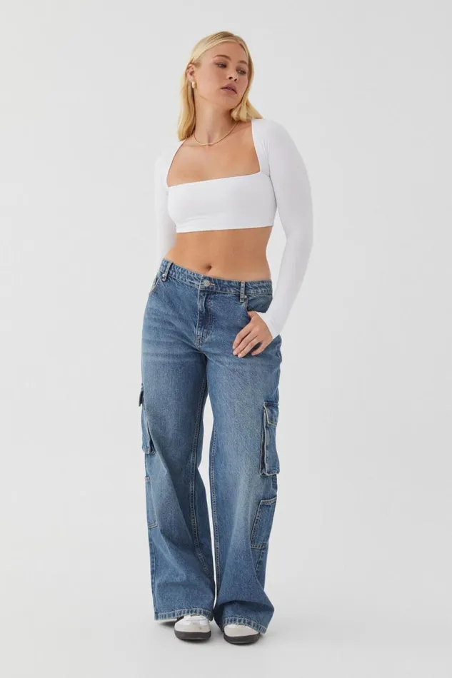 Clothing Supr Luxe Essentials Light Luxe Long Sleeve Crop Top White