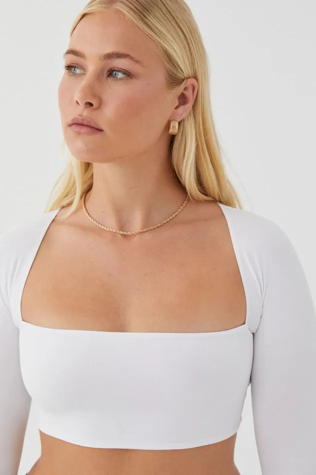 Clothing Supr Luxe Essentials Light Luxe Long Sleeve Crop Top White