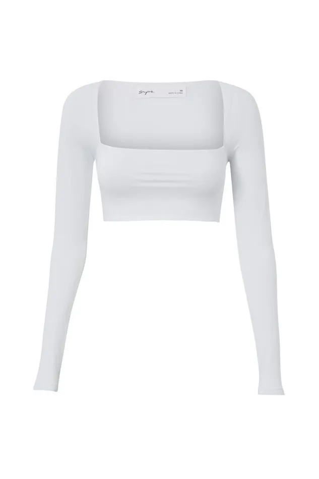 Clothing Supr Luxe Essentials Light Luxe Long Sleeve Crop Top White