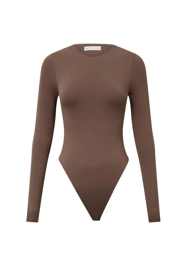 Clothing Supr Luxe Essentials Luxe Long Sleeve Bodysuit Brown Carob