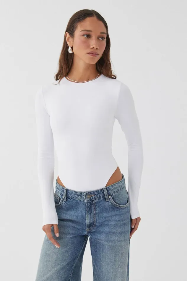 Clothing Supr Luxe Essentials Luxe Long Sleeve Bodysuit White