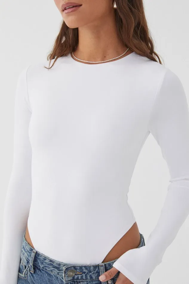 Clothing Supr Luxe Essentials Luxe Long Sleeve Bodysuit White
