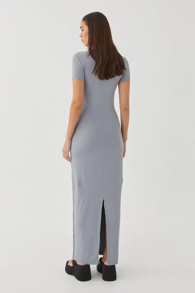 Clothing Supr Luxe Essentials Luxe Short Sleeve Maxi Dress Moonlight Grey