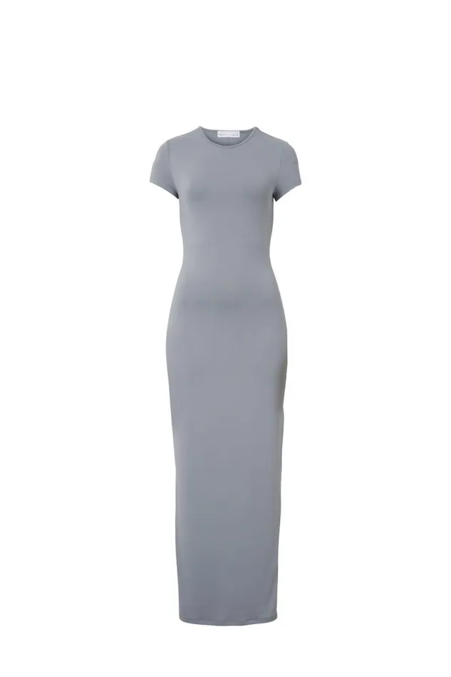 Clothing Supr Luxe Essentials Luxe Short Sleeve Maxi Dress Moonlight Grey