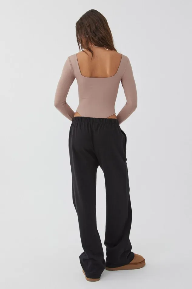 Clothing Supr Luxe Essentials Luxe Square Neck Long Sleeve Bodysuit Toffee Taupe