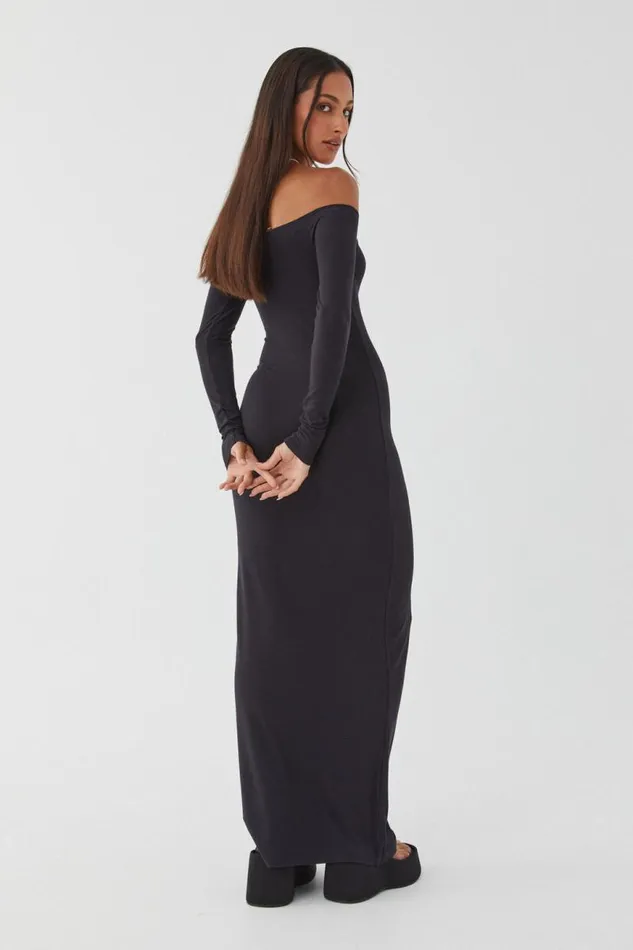 Clothing Supr Maxi Dresses Soft Off The Shoulder Maxi Dress Black