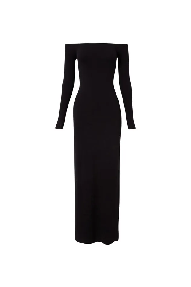Clothing Supr Maxi Dresses Soft Off The Shoulder Maxi Dress Black