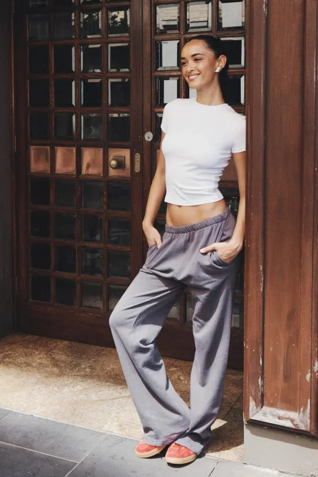 Clothing Supr Pants Relaxed Wide Leg Track Pant Chrome Grey