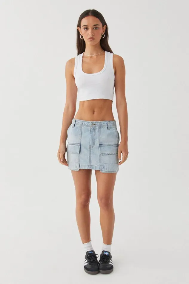 Clothing Supr Skirts Denim Cargo Mini Skirt Outback Blue
