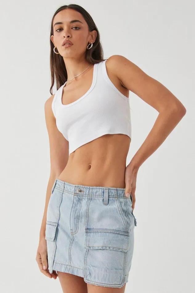 Clothing Supr Skirts Denim Cargo Mini Skirt Outback Blue Clothing Supr Skirts Denim Cargo Mini Skirt Outback Blue