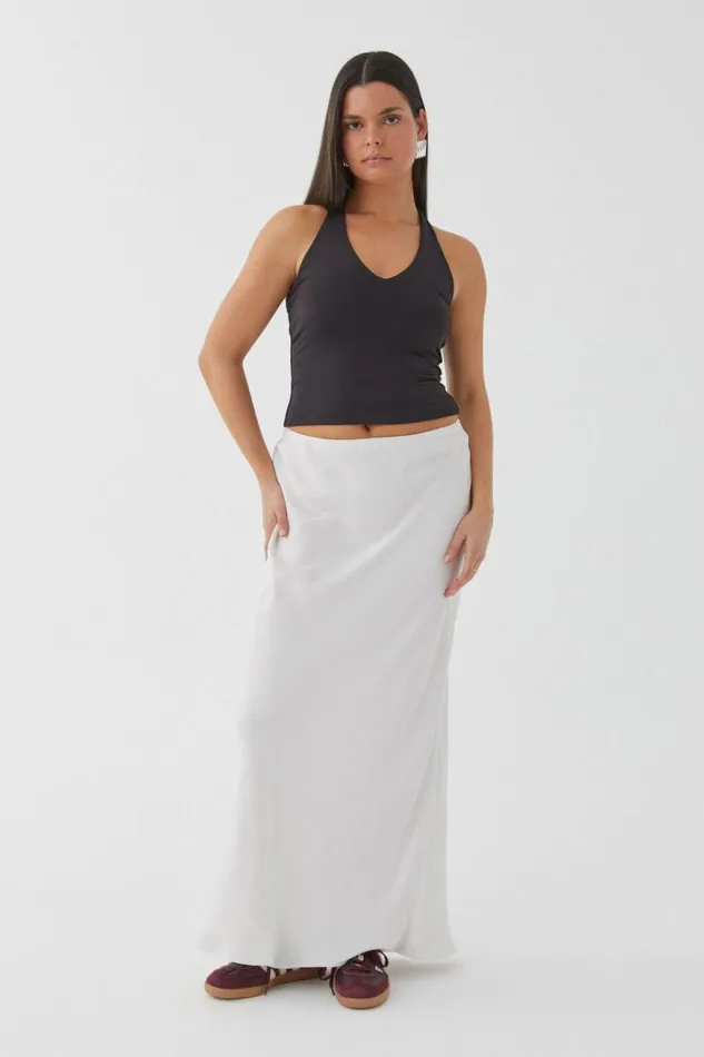 Clothing Supr Skirts Skylar Satin Maxi Skirt Meringue White