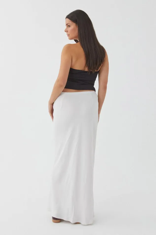 Clothing Supr Skirts Skylar Satin Maxi Skirt Meringue White