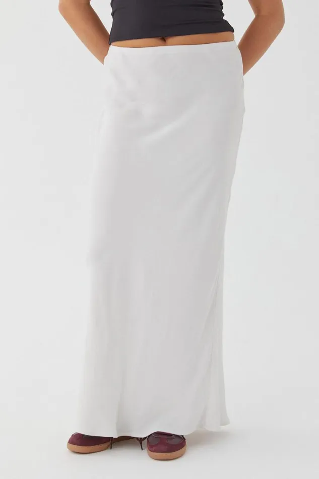 Clothing Supr Skirts Skylar Satin Maxi Skirt Meringue White