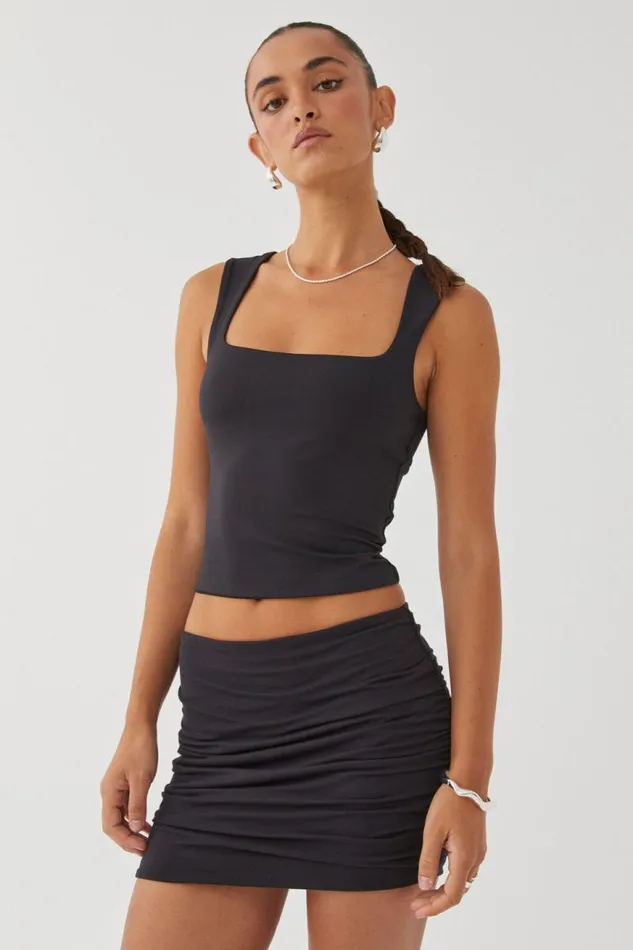 Clothing Supr Skirts Soft Ruched Mini Skirt Black