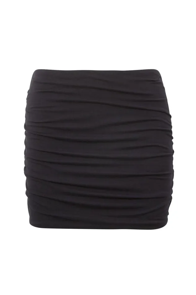 Clothing Supr Skirts Soft Ruched Mini Skirt Black