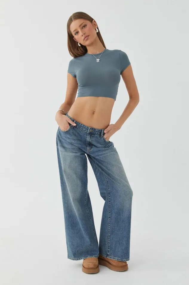 Clothing Supr T Shirts Luxe Cropped Short Sleeve Top Kimmy Green