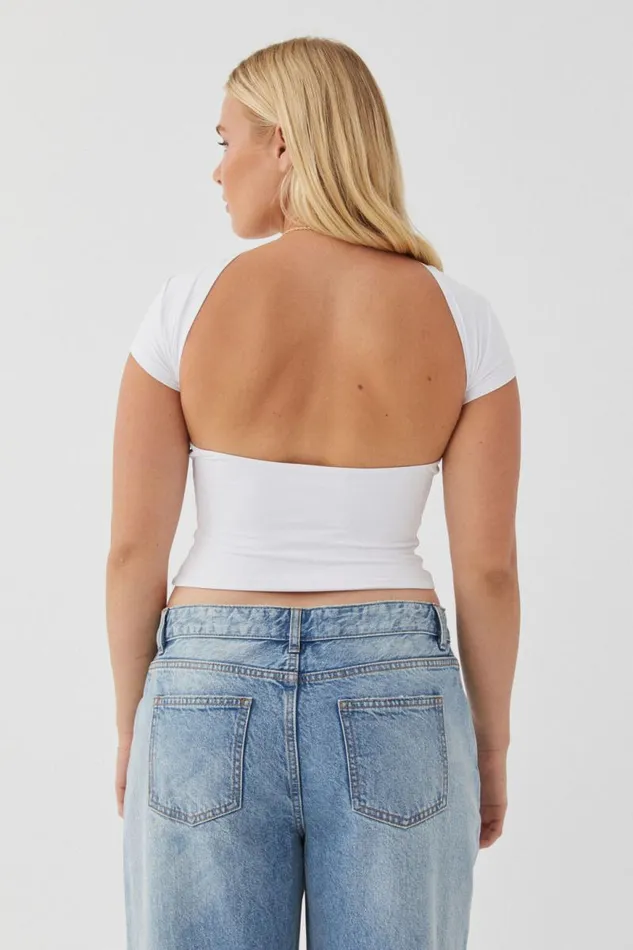 Clothing Supr T Shirts Luxe Short Sleeve Backless Tee White