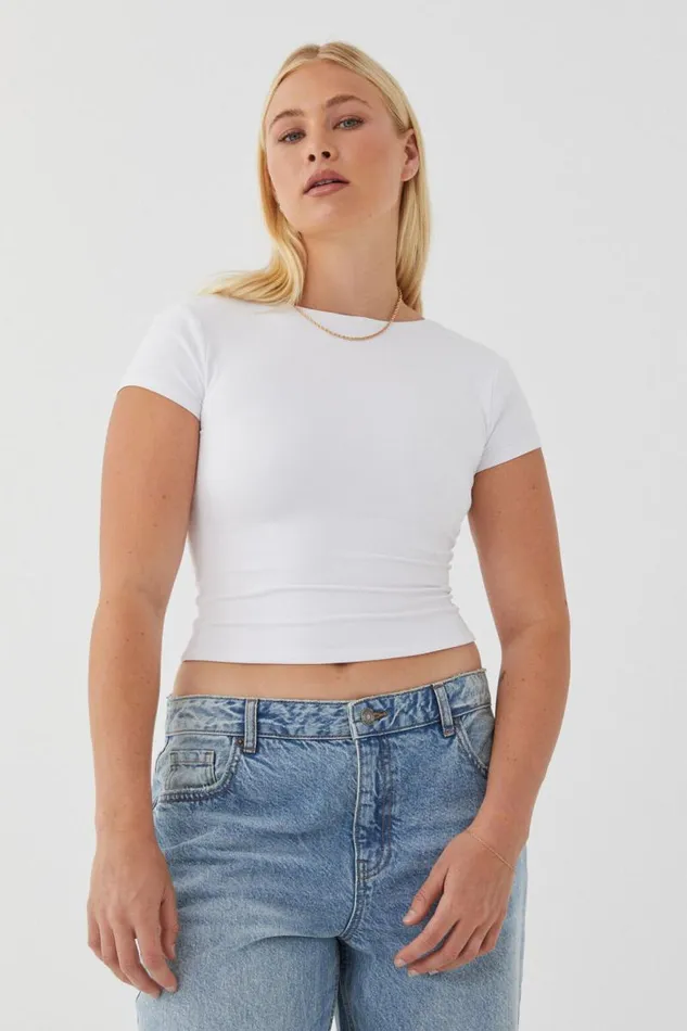 Clothing Supr T Shirts Luxe Short Sleeve Backless Tee White