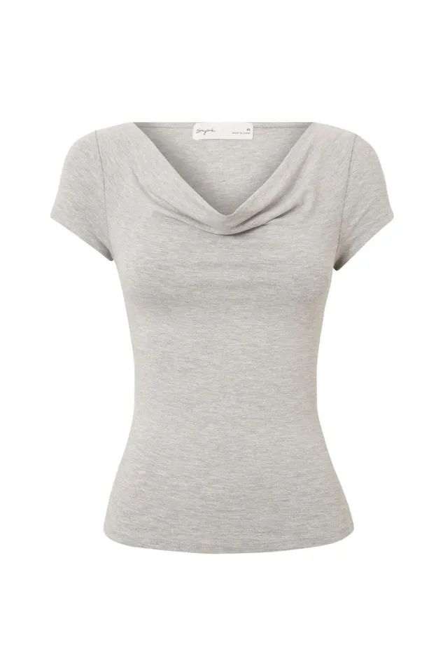 Clothing Supr T Shirts Soft Cowl Neck Tee Grey Marle