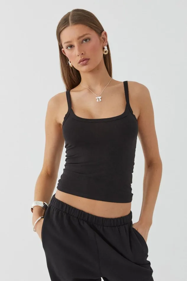 Clothing Supr Tank Tops Kiki Scoop Neck Tank Black