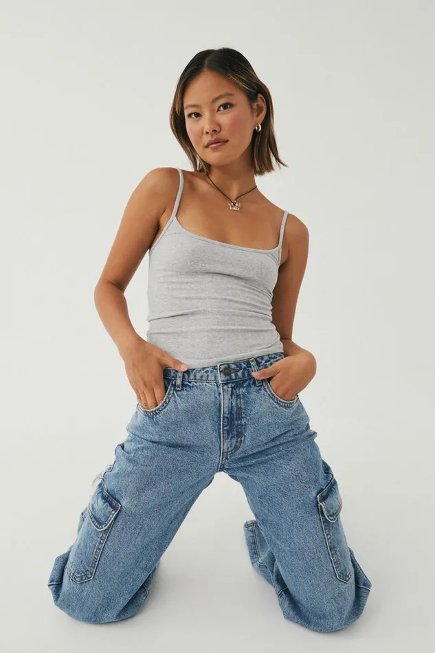Clothing Supr Tank Tops Molly Thin Strap Cami Grey Marle