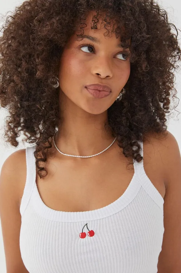 Clothing Supr Tank Tops Riri Scoop Neck Tank White Cherry