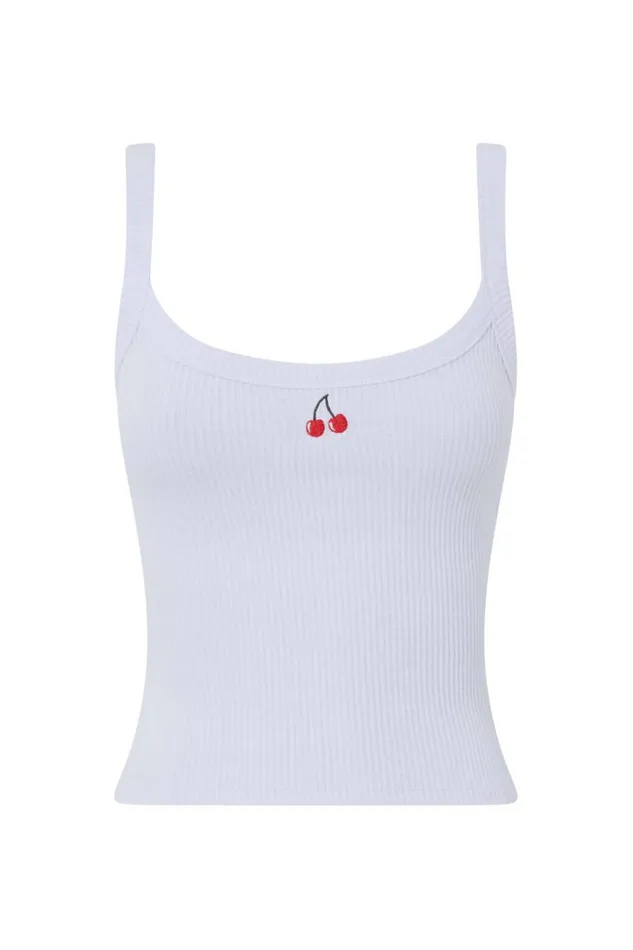 Clothing Supr Tank Tops Riri Scoop Neck Tank White Cherry