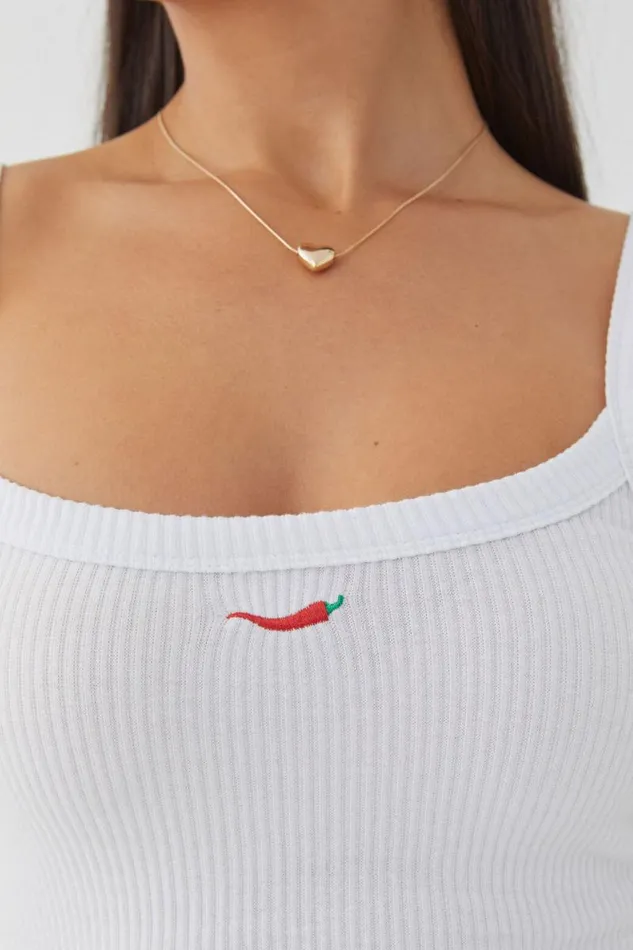 Clothing Supr Tank Tops Riri Scoop Neck Tank White Chilli Red