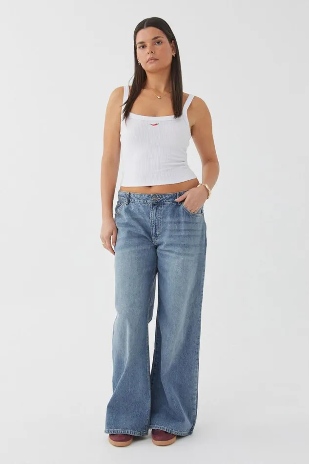 Clothing Supr Tank Tops Riri Scoop Neck Tank White Chilli Red