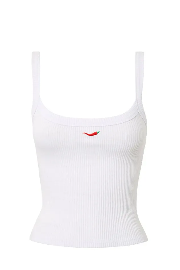 Clothing Supr Tank Tops Riri Scoop Neck Tank White Chilli Red