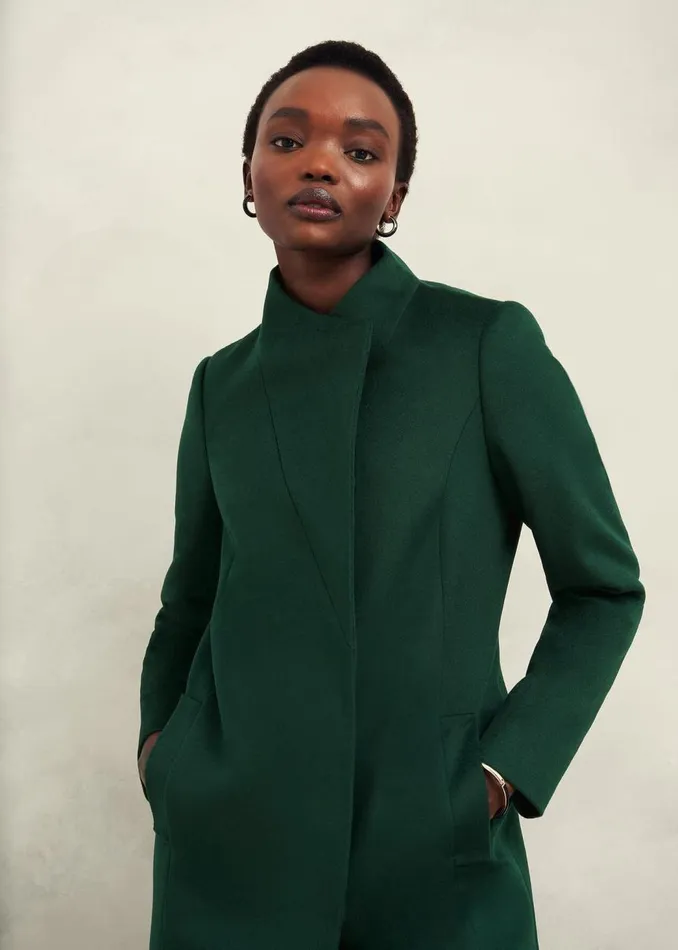 Coats and Jackets Women HOBBS Petite Marissa Wool Coat Bay Green