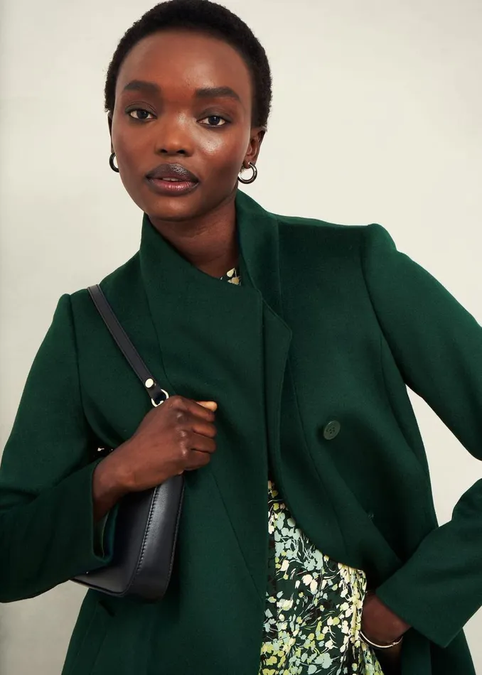 Coats and Jackets Women HOBBS Petite Marissa Wool Coat Bay Green