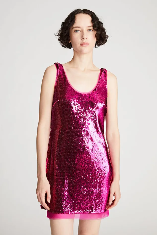 Cocktail Women Halston Aishia Dress In Sequin Begonia