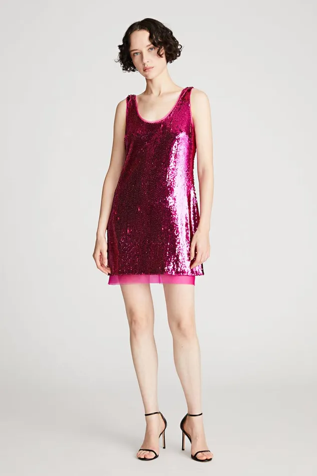 Cocktail Women Halston Aishia Dress In Sequin Begonia