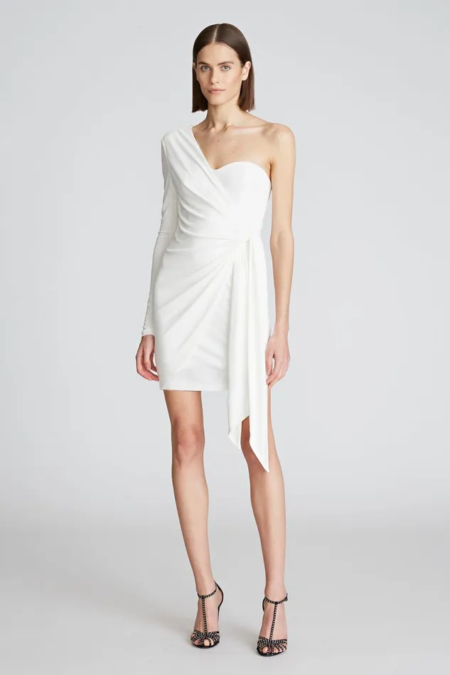 Cocktail Women Halston Ashlynn Dress In Matte Jersey Chalk