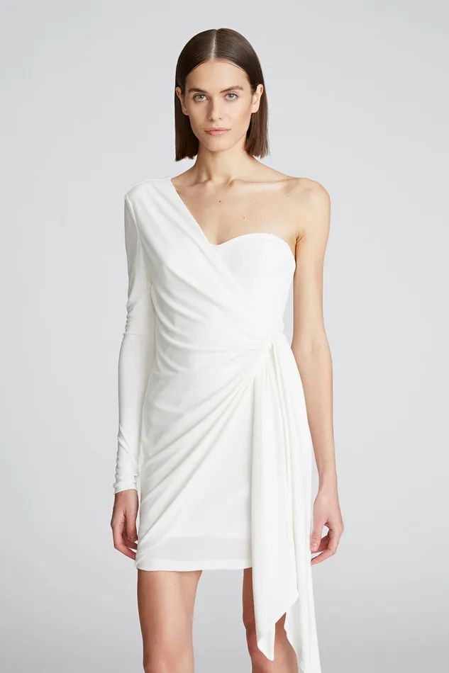 Cocktail Women Halston Ashlynn Dress In Matte Jersey Chalk