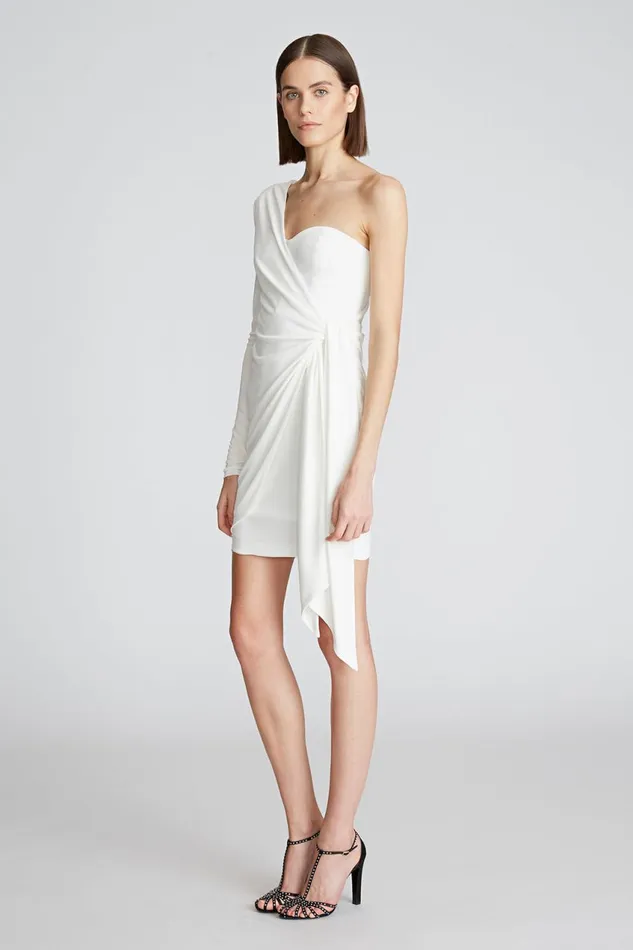 Cocktail Women Halston Ashlynn Dress In Matte Jersey Chalk