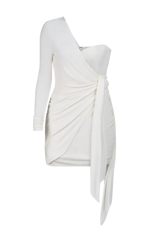 Cocktail Women Halston Ashlynn Dress In Matte Jersey Chalk