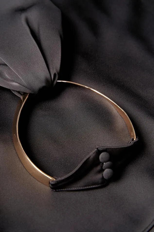 Cocktail Women Halston Beverly Dress In Satin Black