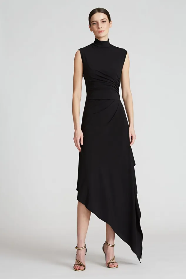 Cocktail Women Halston Layla Jersey Side Drape Dress Jet Black